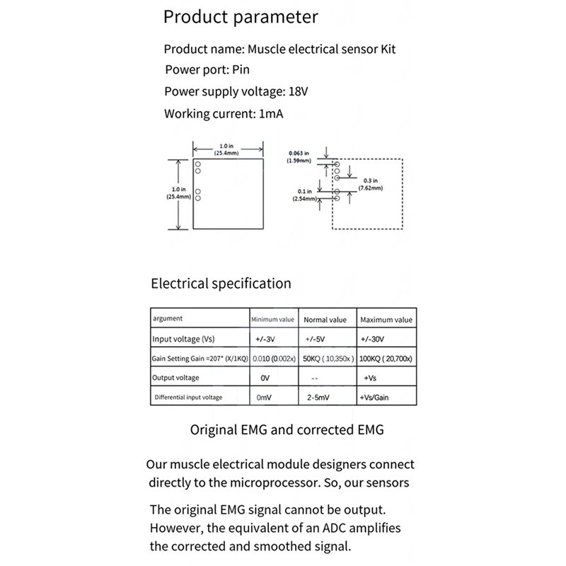 B50B-3X модуль электрического  – обзор и цена Muscle Sensor Emg